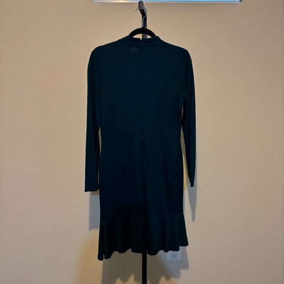 Ann Taylor Teal Wool Blend Long Sleeve Mock Neck Ruffle Hem Dress - Picture 10 of 12